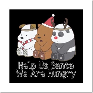 Santa Clause Cute Bear Hungry Posters and Art